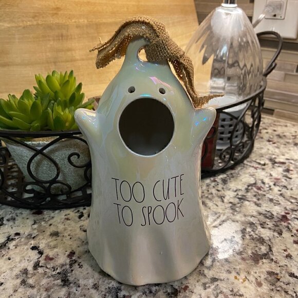 NWT RAE DUNN Too Cute To Spook Luster Ghost Birdhouse - Picture 1 of 3